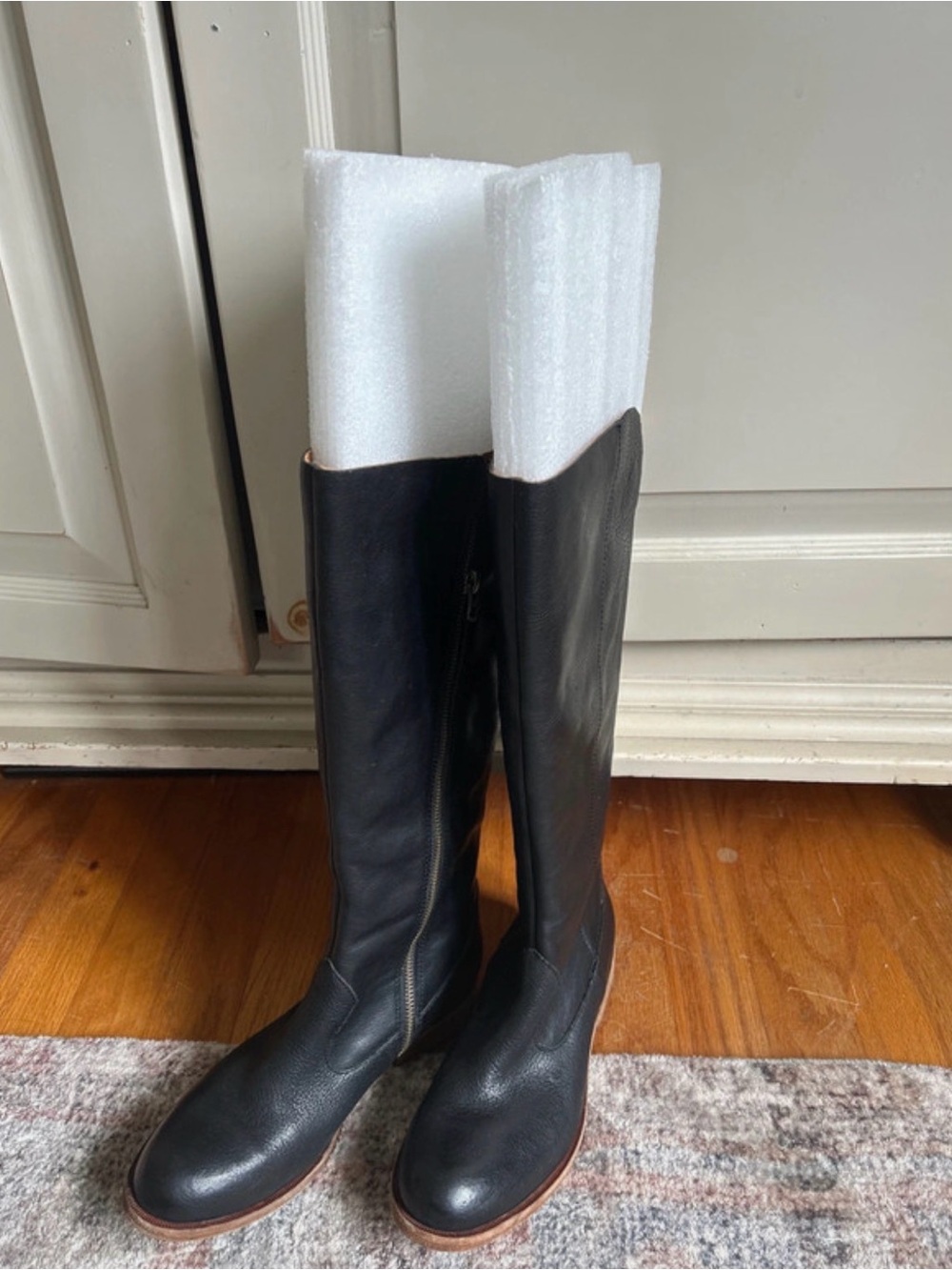 Kork-Ease Classic Black Leather Knee-High Riding Boots